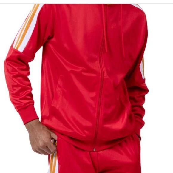 MEN'S MONTIQUE RED 2 PIECE SPORT TRACK SUIT WITH HOOD. JS-30 - Picture 2 of 3